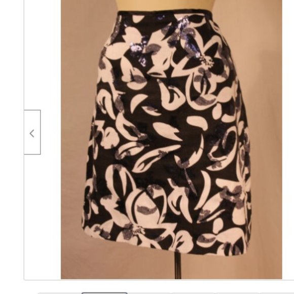 Transitions Black + White Floral Blue Sequin Skirt - Picture 2 of 5